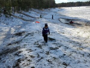 There was a dusting of snow that came through.  It wasn't a lot, but it was enough for the kids to go sledding.