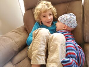 A happy moment between Evan and Garrett.