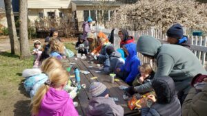 Home School co-op event. The kids were starting seeds for their garden. 