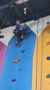 Ain't nothing but a thing. Evan quickly mastered the wall and made it to the top!