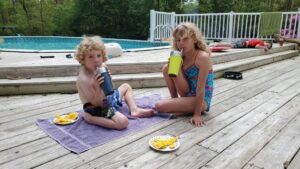 A favorite for lunch - smoothies on the deck!