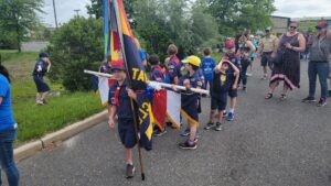 Tabernacle, NJ Memorial Day parade. Jarek led up the Cub Scout pack and carried the unit flag. 