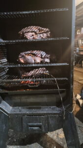 An important part of any trip is preparation. We had some pork butts and a brisket in the freezer. I smoked them and then packed them into vacuum seal bags for the trip. 