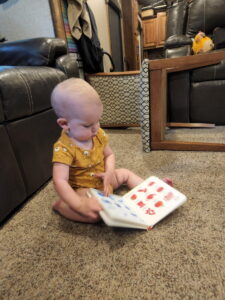 Garrett gets in some quality reading time. 