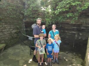 At the nearby Sinking Spring. 