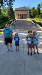 At the steps of the First Lincoln Memorial. 