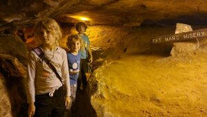 Fat Man's Misery is a narrow passage between the rocks. 