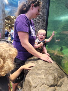 We were shopping at Cabela's and Garret was a fan of the aquarium they had in the store. 