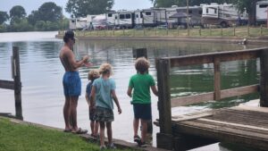 Back at the camp ground, they kids learned a little bit about fishing from some neighboring campers. 