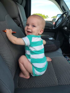 Garrett loves exploring the truck!