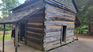 We took a day to visit Cade's Cove, part of the Great Smokey Mountains National Park. Cade's Cove is part of the park that was annexed in the early part of the 1900s, and has some preserved examples of log cabin and early frontier living. 