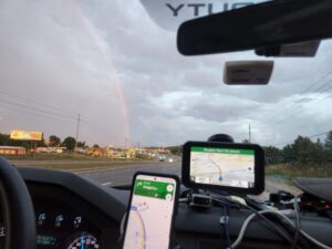 A nice rainbow that we saw on the road. 