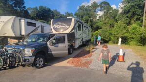 From Valdosta, it was off to Pensacola, FL. We had a reservation at the Penscaola RV Resort. This was not so much a resort. The place was very narrow, as you can see in the photo, and not much room for maneuvering. 
