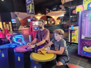 We went to Sparetime arcade and had a good time playing arcade games. 