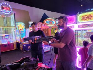 Alan and Brian teamed up on a game. 