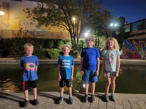 Our kids made fast friends with their son, and had a great time running around. 