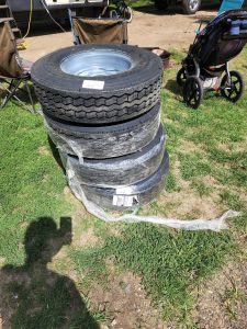 Exciting day! - the tires I ordered showed up. I ordered five, to replace the spare, but only four showed up. 