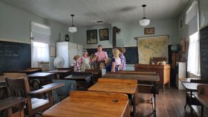 A wide view of the one room school house. 