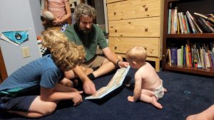 Back at home reading a book for bed time!