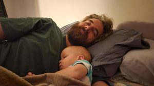 Nap time! Garrett tucked in Daddy for nap time! or was it, Daddy tucking Garrett for nap time?