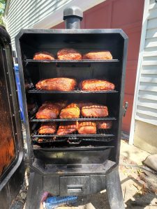 Before we left, I picked up some pork loin on sale. Now it was time to cook it. So I prepped it and smoke the lot of it, sliced it, and then vacuum sealed and froze it for ready made meals. 