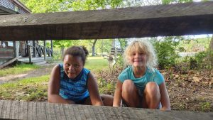 Arya and Bella playing. 