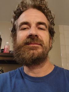 Close up shot of the mountain man beard as it is trimmed back. It had gotten to be rather impressive over the four months of growth or so. 