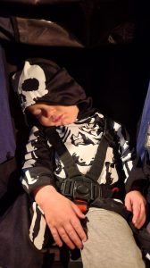 These were some tired bones after getting all the candy!