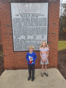 Arya and Evan with Alan at a rest stop, learning about the local Civil War history. We were moving south to Walterboro, SC for our last overnight of the trip. 